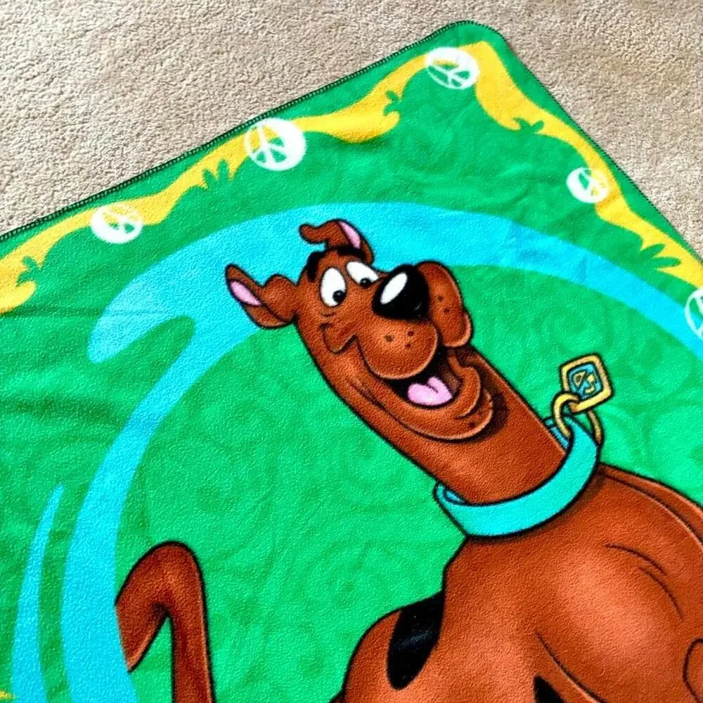 Vintage Y2K Cartoon Network Scooby Doo Fleece Blanket Throw Green 43”x60”
